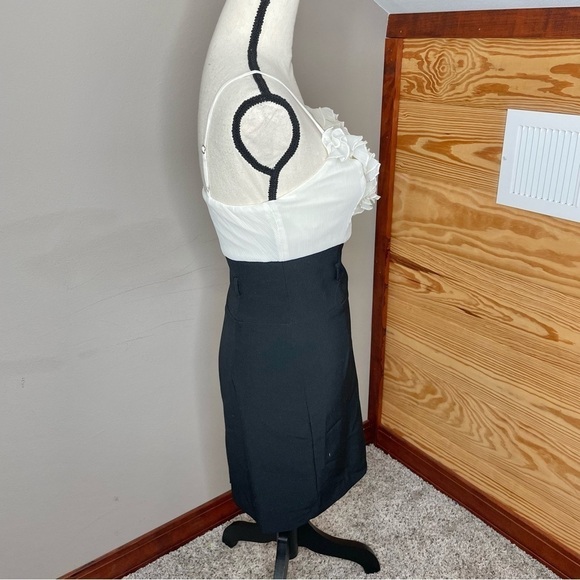 Aqua Black White Spaghetti Strap Ruffle Top Mini Dress Small NWT - Picture 2 of 10